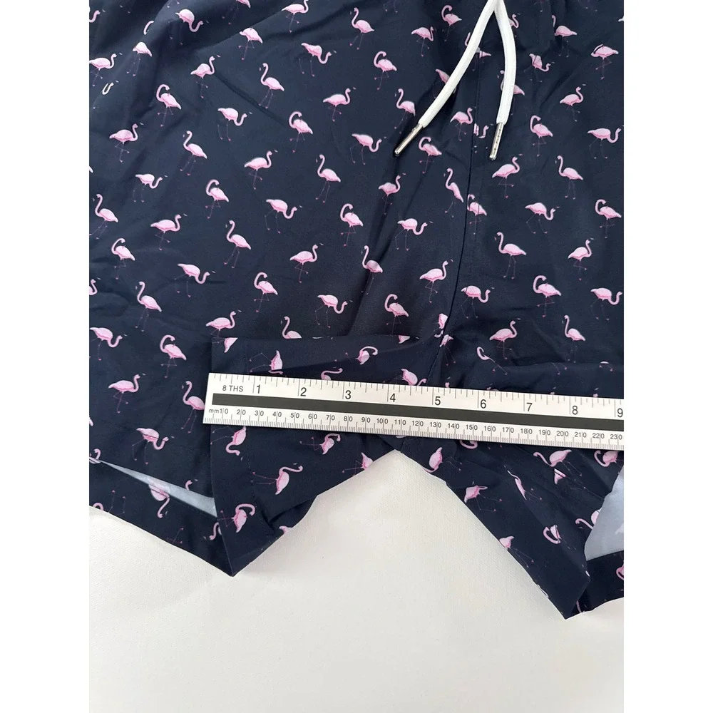 Bermies Mens Original Cut Swim Trunks Navy Pink Flamingo FLAMINGO2.0-L Large NEW